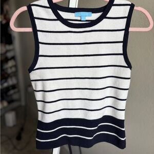 Draper James Navy and White Striped Top